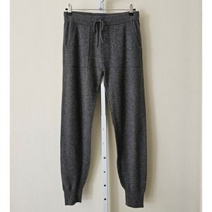 JENNIE LIU 100% Cashmere Charcoal Knitted Jogger Pullon Drawstring Pants Sz S